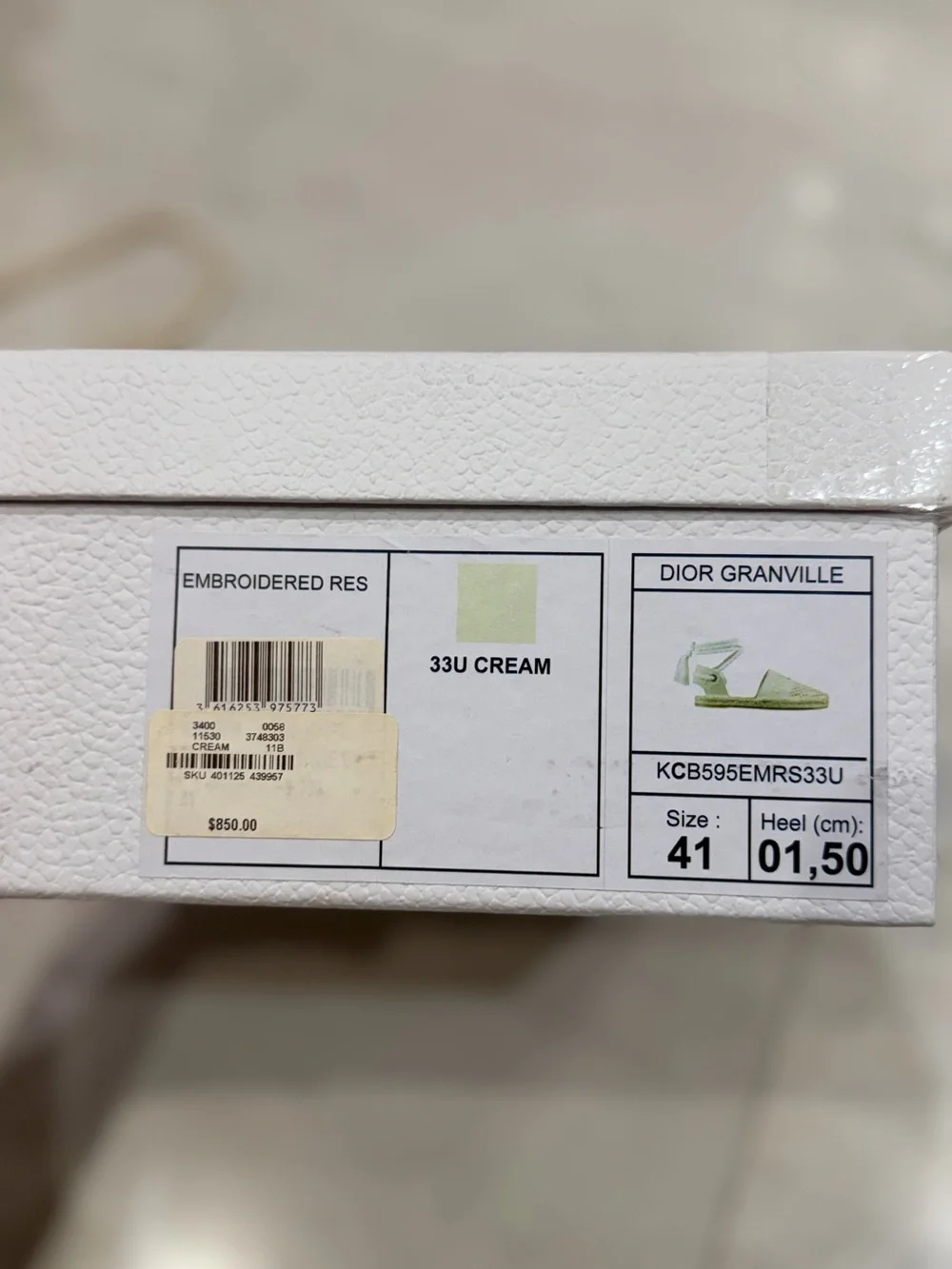 New without tag Dior Cream Woven Lace-Up Flat Espadrilles